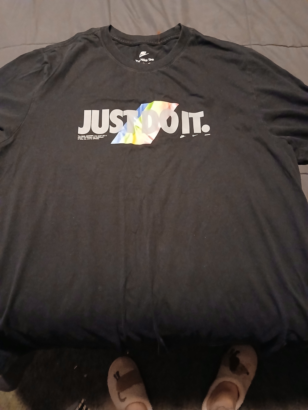 Nike Black Tee with Multicolor Rainbow Logo